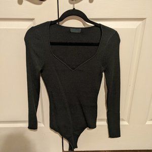 Sweetheart evergreen sweater bodysuit (L)